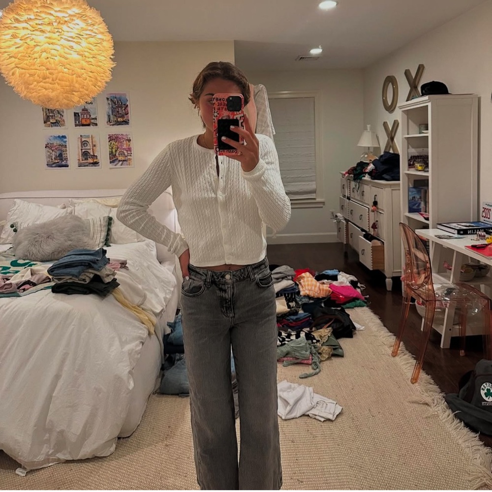 Zara Gray Straight Leg Jeans
